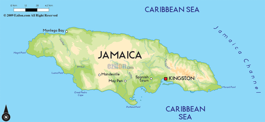 Where can you find a map of Jamaica?